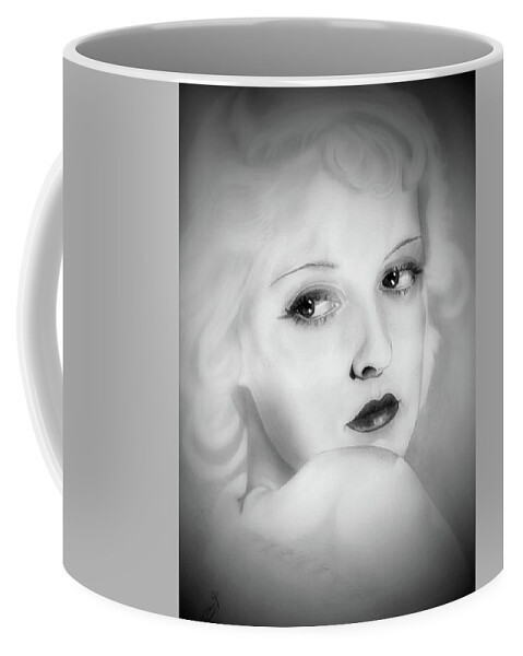 Bette Davis Coffee Mug featuring the drawing Bette - Vintage Black and White Edition by Fred Larucci