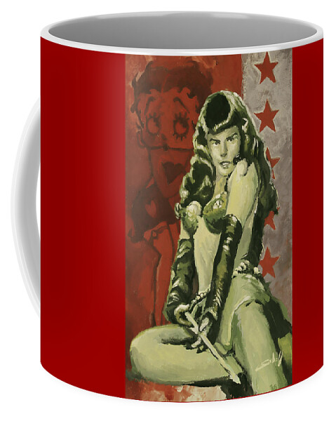 Bettie Page Coffee Mug featuring the painting Bettie and Betty by Sv Bell