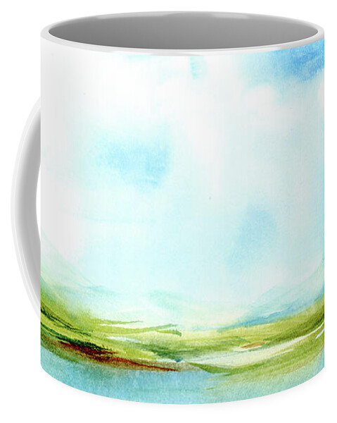 Atmospheric Perspective Coffee Mug featuring the painting Beyond the Mist by Lois Blasberg