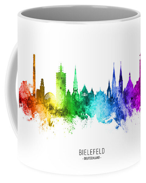 Bielefeld Coffee Mug featuring the digital art Bielefeld Germany Skyline #76 by Michael Tompsett
