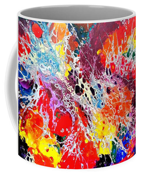 Contemporary Impressionism Coffee Mug featuring the painting Big Bang. Series My Happy Universes by Helen Kagan