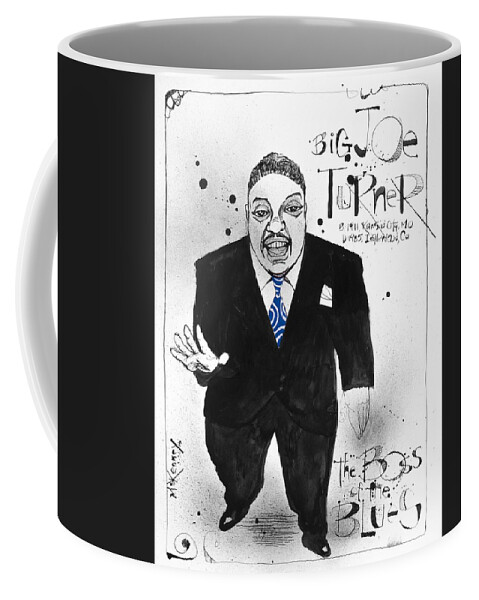  Coffee Mug featuring the drawing Big Joe Turner by Phil Mckenney