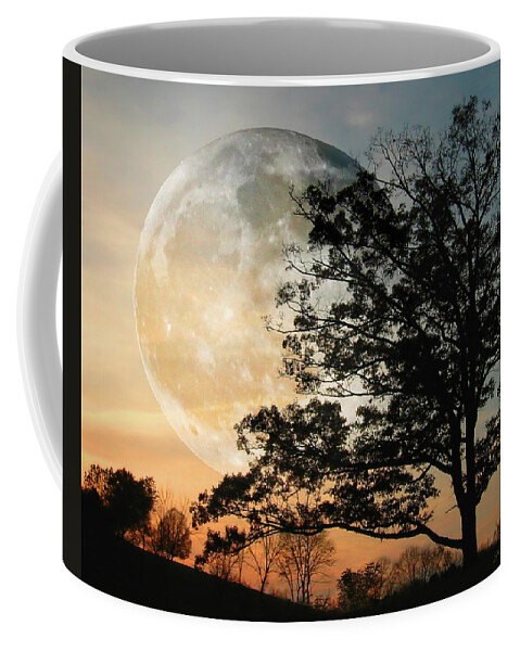Moon Coffee Mug featuring the photograph Big Moon in Sunset by Shara Abel