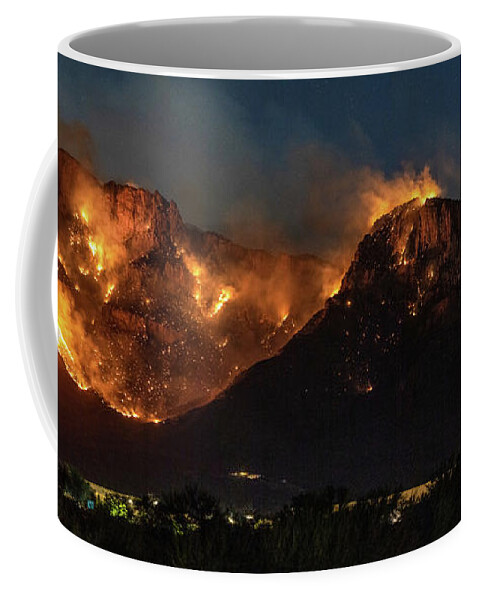 American Southwest Coffee Mug featuring the photograph Bighorn Fire Burns Near Tucson by James Capo