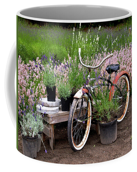 Washington Coffee Mug featuring the photograph Bike in Lavender by Tara Krauss