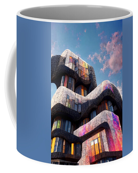 Beautiful Coffee Mug featuring the painting Bilaterally Symetric Building Facade Front Facing Pa Dc2bc15f 2abd 4421 8cba Fbdf641161e1 by MotionAge Designs