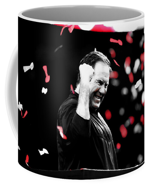 Bill Belichick Coffee Mug featuring the mixed media Bill Belichick Superbowl Win by Brian Reaves