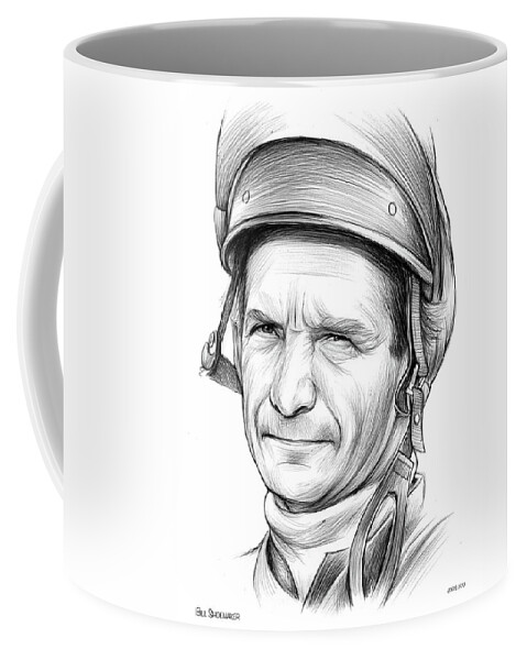 Bill Shoemaker Coffee Mug featuring the drawing Bill Shoemaker by Greg Joens