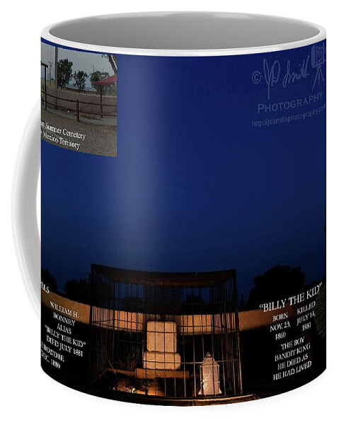  Coffee Mug featuring the photograph Billy the Kid Fort Sumner Collage by JD Smith