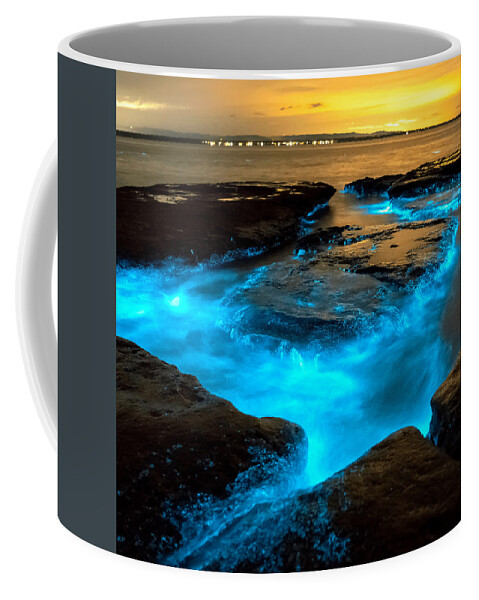 Sea Coffee Mug featuring the photograph Bioluminescence At Sunset by Beautiful Nature Prints