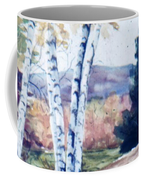 Landscape Coffee Mug featuring the painting Birches in Autumn by Catherine Ludwig Donleycott