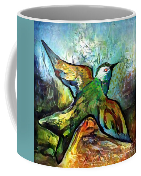 American Art Coffee Mug featuring the digital art Bird Flying Solo 010 by Stacey Mayer