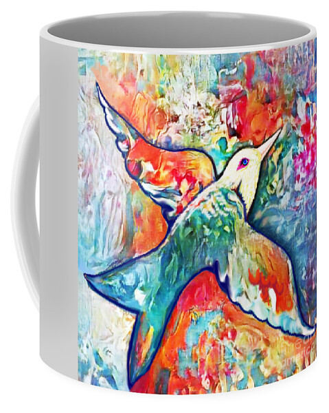 American Art Coffee Mug featuring the digital art Bird Flying Solo 011 by Stacey Mayer