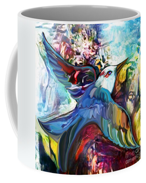 American Art Coffee Mug featuring the digital art Bird Flying Solo 012 by Stacey Mayer