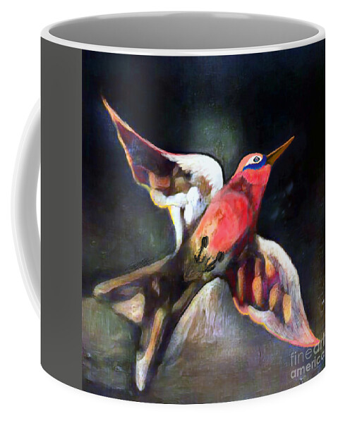 American Art Coffee Mug featuring the digital art Bird Flying Solo 0130 by Stacey Mayer