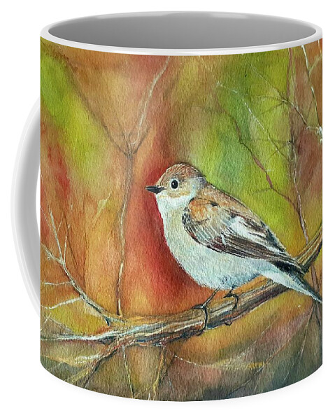 Bird Coffee Mug featuring the drawing Bird on a branche by Carolina Prieto Moreno