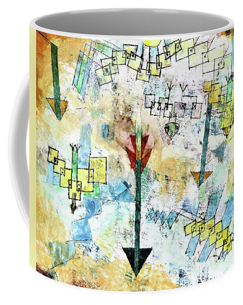 Paul Coffee Mug featuring the painting Birds Swooping Down and Arrows - Digital Remastered Edition by Paul Klee