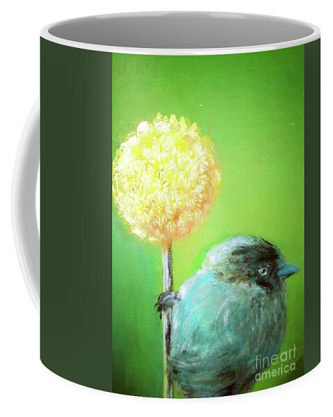 Bird Coffee Mug featuring the painting Birdy Nam Nam by Alexandra Vusir