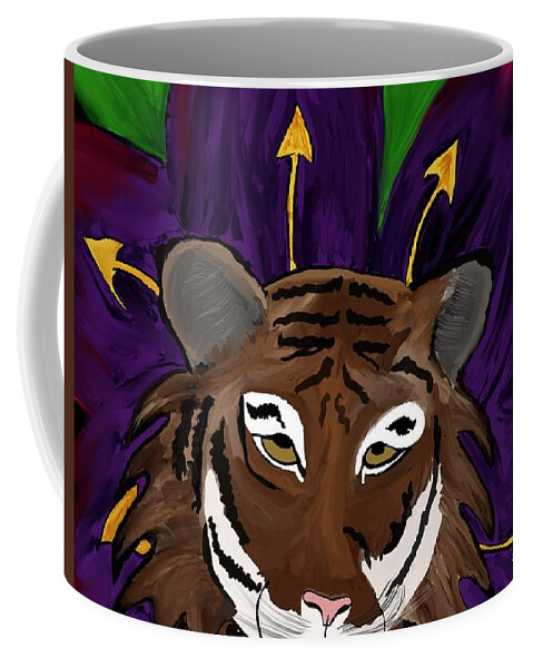 Tiger Coffee Mug featuring the drawing Birth of a Tiger Lily by Michelle Hoffmann