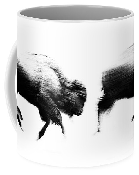 American Bison Coffee Mug featuring the photograph Bison in Motion by Max Waugh