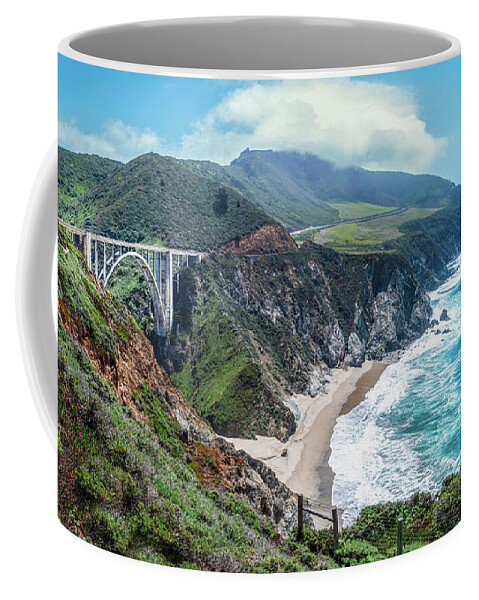 Beach Coffee Mug featuring the photograph Bixby Bridge in Big Sur California by David Levin