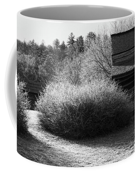 Cades Cove Coffee Mug featuring the photograph Black And White Cabins by Phil Perkins