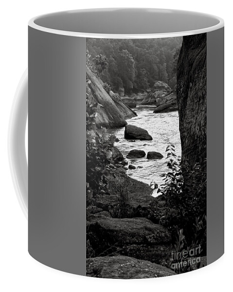 Boulders Coffee Mug featuring the photograph Black And White Cumberland River by Phil Perkins