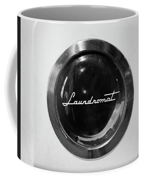 Black And White Laundromat Coffee Mug featuring the photograph Black And White Laundromat by Dan Sproul