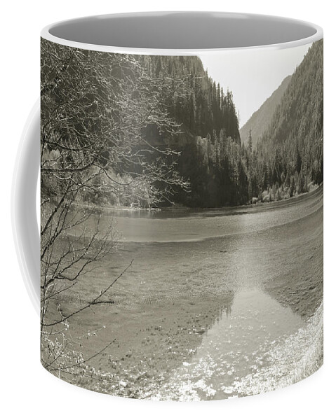 Jiuzhai Coffee Mug featuring the photograph Black and White Mirror by Josu Ozkaritz