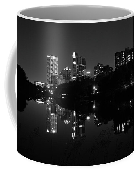 Milwaukee Coffee Mug featuring the photograph Black and White Night Reflections by Deb Beausoleil