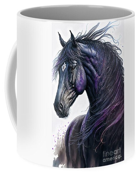 Black Stallion Coffee Mug featuring the painting Black Beauty by Tina LeCour