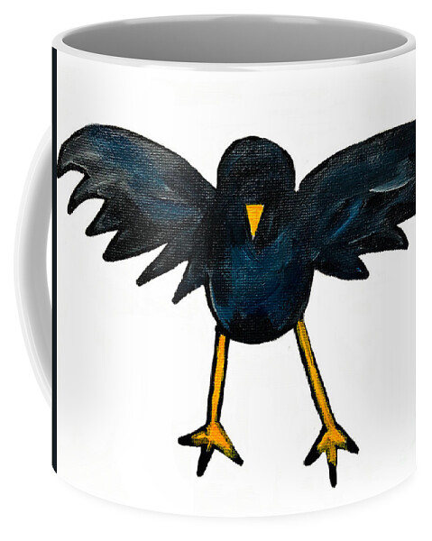  Coffee Mug featuring the painting Black Bird by Oriel Ceballos