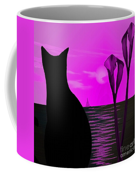 Black Coffee Mug featuring the digital art Black cat by Bruce Rolff