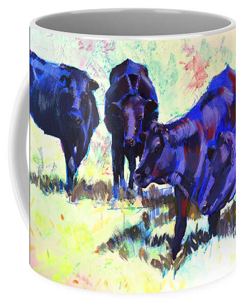 Black Cattle Coffee Mug featuring the painting Black cattle painting by Mike Jory