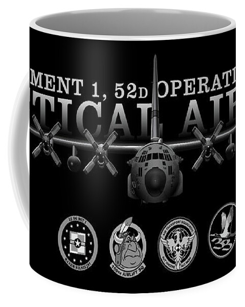 C-130h Coffee Mug featuring the digital art Black Chrome Herk - Det 1 52nd Ops Group Edition by Michael Brooks