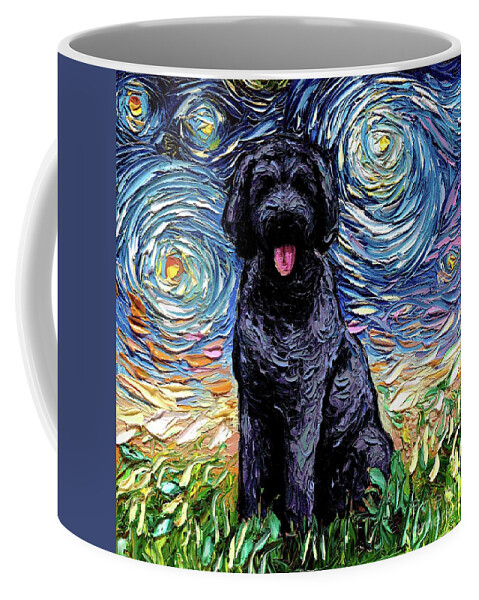 Golden Doodle Coffee Mug featuring the painting Black Goldendoodle by Aja Trier