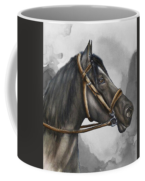 Horse Coffee Mug featuring the mixed media Black Horse's Beauty by Kelly Mills