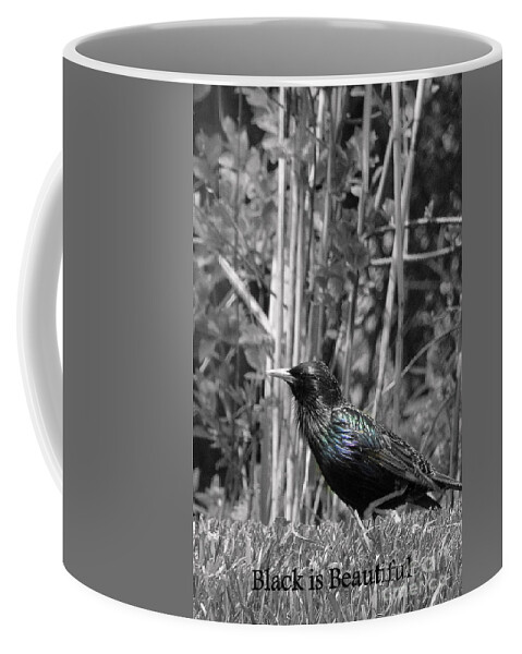Black Coffee Mug featuring the photograph Black is Beautiful BW by Irene Czys