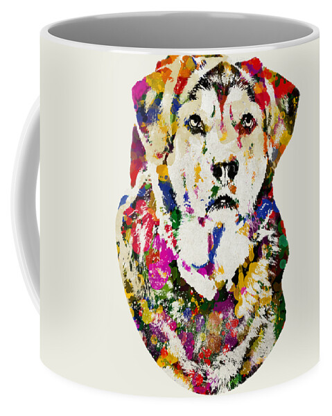 Dog Coffee Mug featuring the mixed media Black Lab Dog Watercolor Art by Christina Rollo