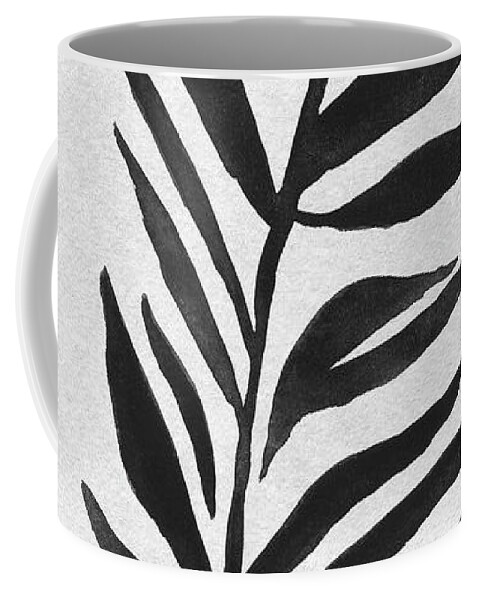 White Coffee Mug featuring the painting Black Leaf II by Rachel Elise
