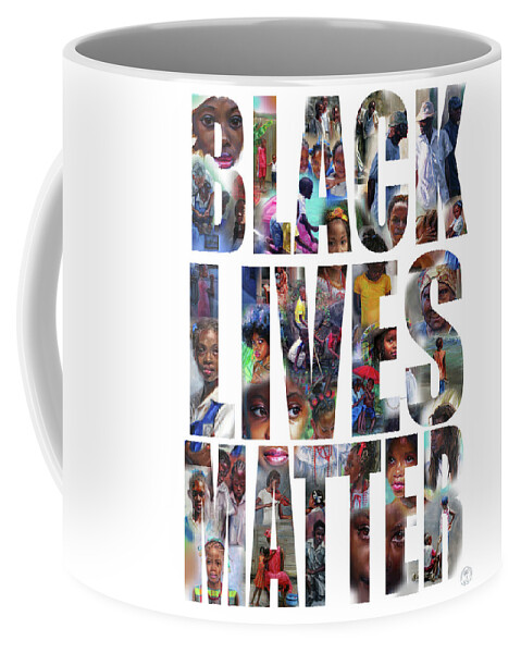 Black Lives Matter Coffee Mug featuring the painting Black Lives Matter- white background by Jonathan Gladding