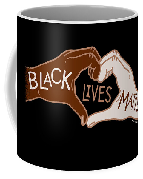 Black Lives Matter Coffee Mug featuring the digital art Black Lives Matters - Heart Hands by Laura Ostrowski