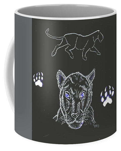 Panther Coffee Mug featuring the drawing Black Panther by Branwen Drew