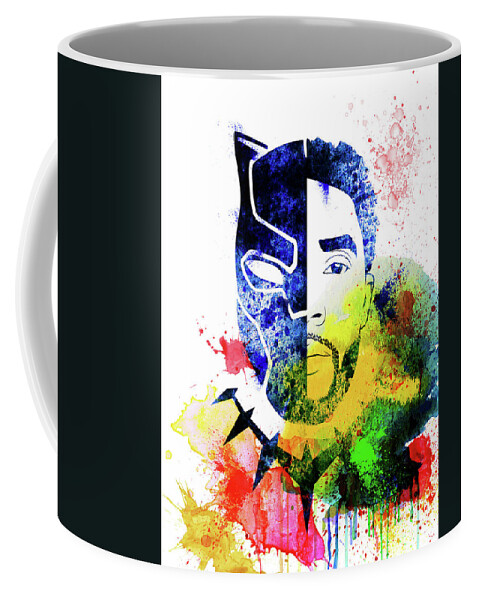 Black Panther Coffee Mug featuring the mixed media Black Panther Watercolor I by Naxart Studio