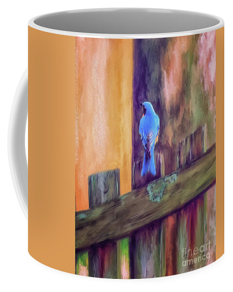 Bird Coffee Mug featuring the digital art Black Throated Blue Warbler by Lois Bryan