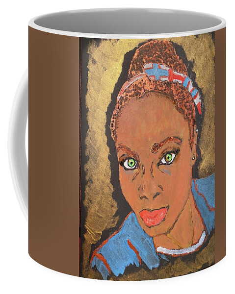 Goddess Coffee Mug featuring the painting African-american Golden Goddess by Melody Fowler