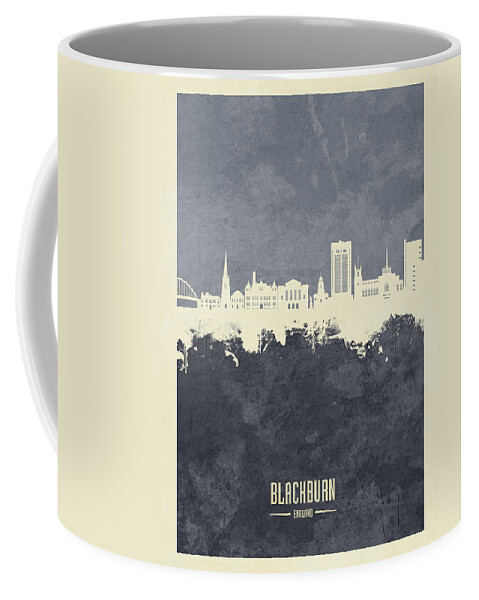 Blackburn Coffee Mug featuring the digital art Blackburn England Skyline #61 by Michael Tompsett