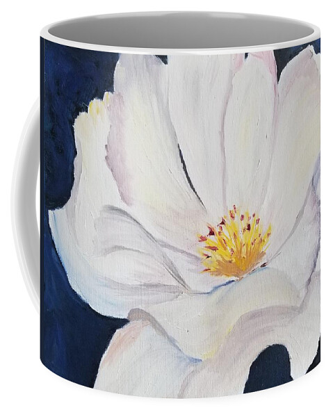 White Coffee Mug featuring the painting Blanche Fleur by Ann Frederick