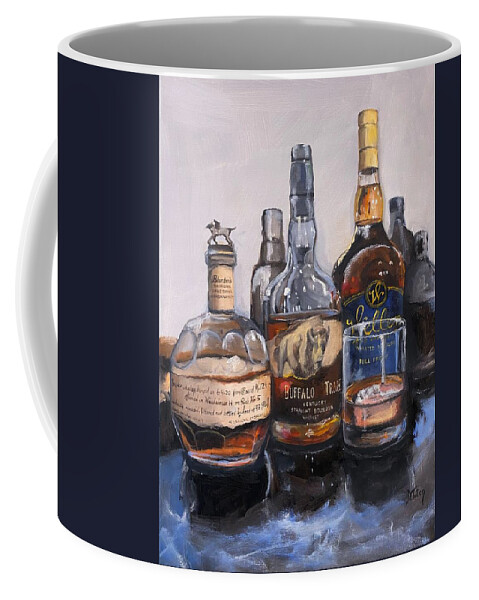 Bourbon Coffee Mug featuring the painting Blanton's and Friends Bourbon Bar Painting by Donna Tuten