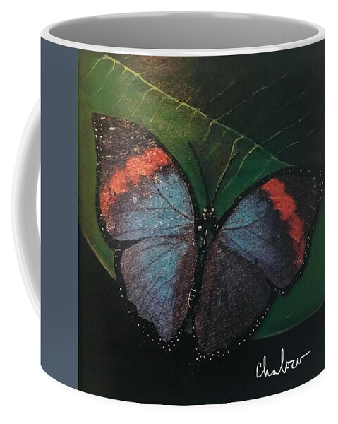 Butterfly Coffee Mug featuring the painting Blessed Butterfly by Charles Young